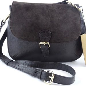🆕BRAMPTON LONDON Choc Leather Saddle Crossbody